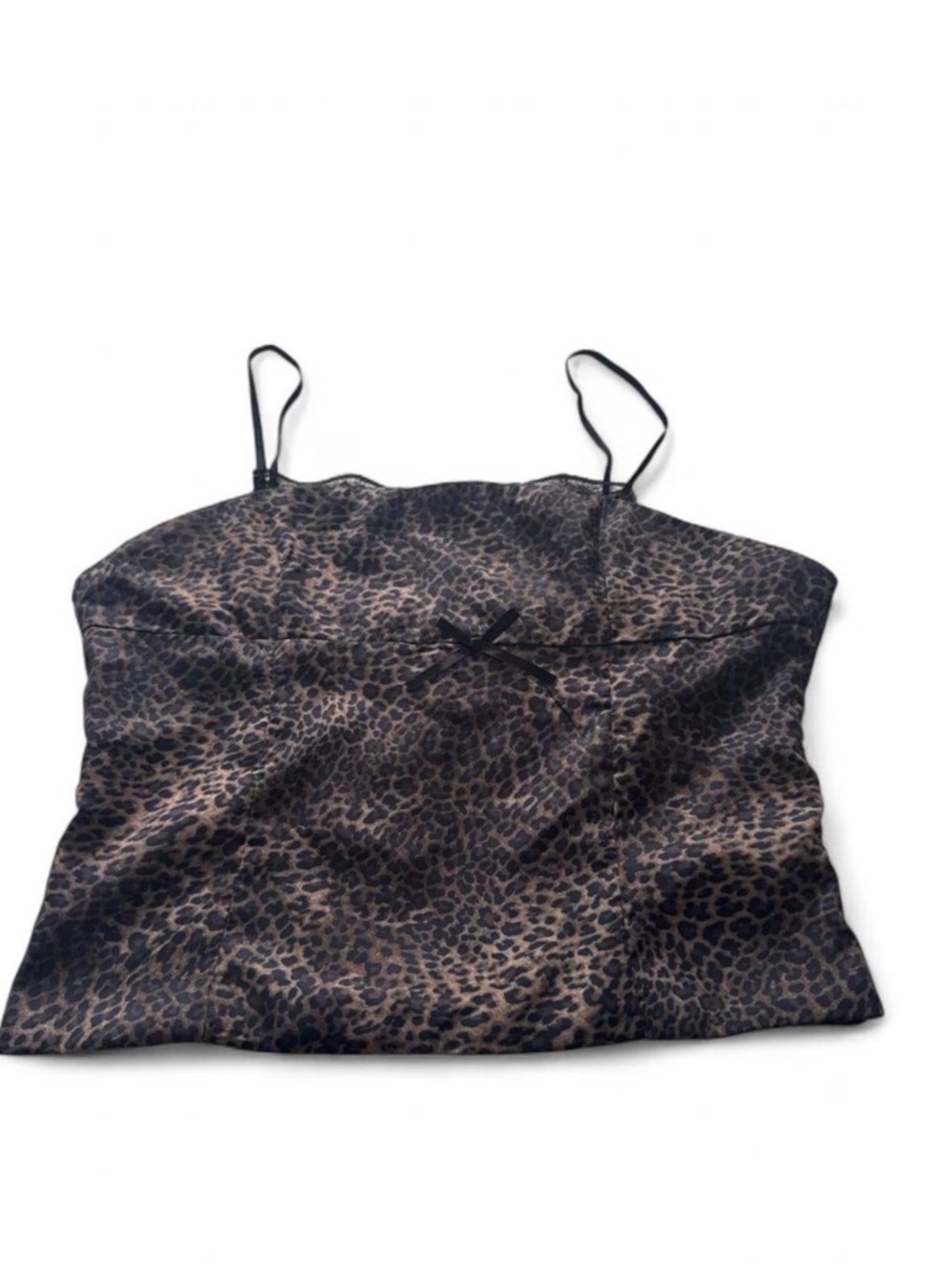 Leopard Print Spaghetti Strap Cami Top - Black/Brown